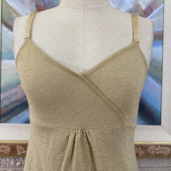 Spenser Evening Gold Lurex Chainmail Straps Top - Picture 11 of 15